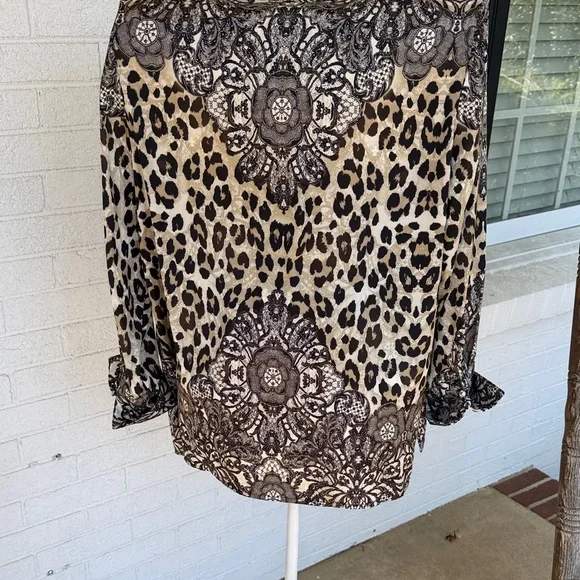 Chico's Leopard and Lace Print Blouse - Picture 3 of 4